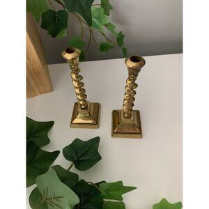Vintage Brass Turned 6” Candlesticks Set Of 2